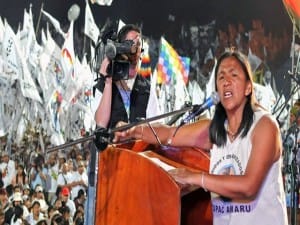 La diputada indigenista Milagro Sala en uno de sus duscursos
