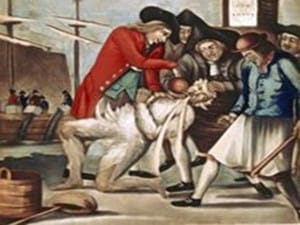 Los bostonianos pagandole al recaudador de impuestos en 1774