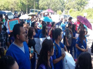 Los y las alumnas de la Facultad de Química y Farmacia realizaron una caminata en apoyo a la lucha universitaria